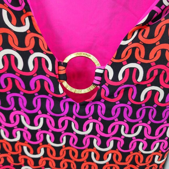 Trina Turk Women’s Size M Echo Long Sleeve Ring Front One Piece Swimsuit NEW - Picture 4 of 9